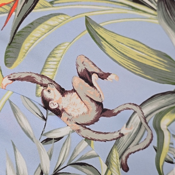 {Ann Taylor} Tropical Leaf Print Blouse in Blue and Green - Size XL - Picture 6 of 12